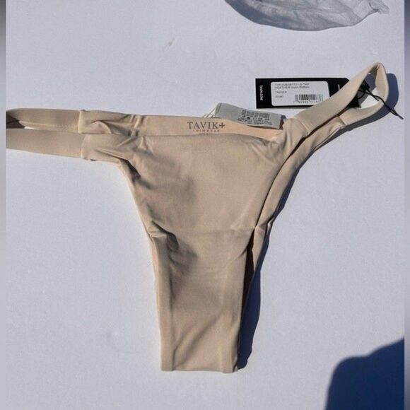 NWT Tavik Women’s Swim Heather Tapioca Neutral Minimal Bikini Bottoms Size S - Picture 6 of 11